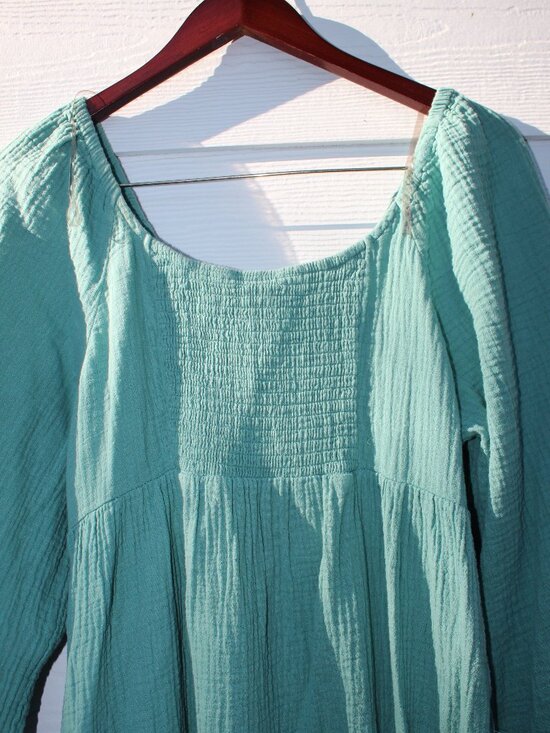 Universal Thread Teal Cotton Gauze Tiered Maxi Dress- Medium - Picture 6 of 8